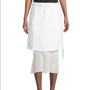 Crisp, new, elegant Helmut Lang white linen Layered Midi Skirt 6
